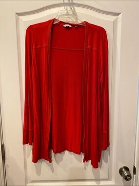 Red Open-Front lightweight Women's  Sweater
